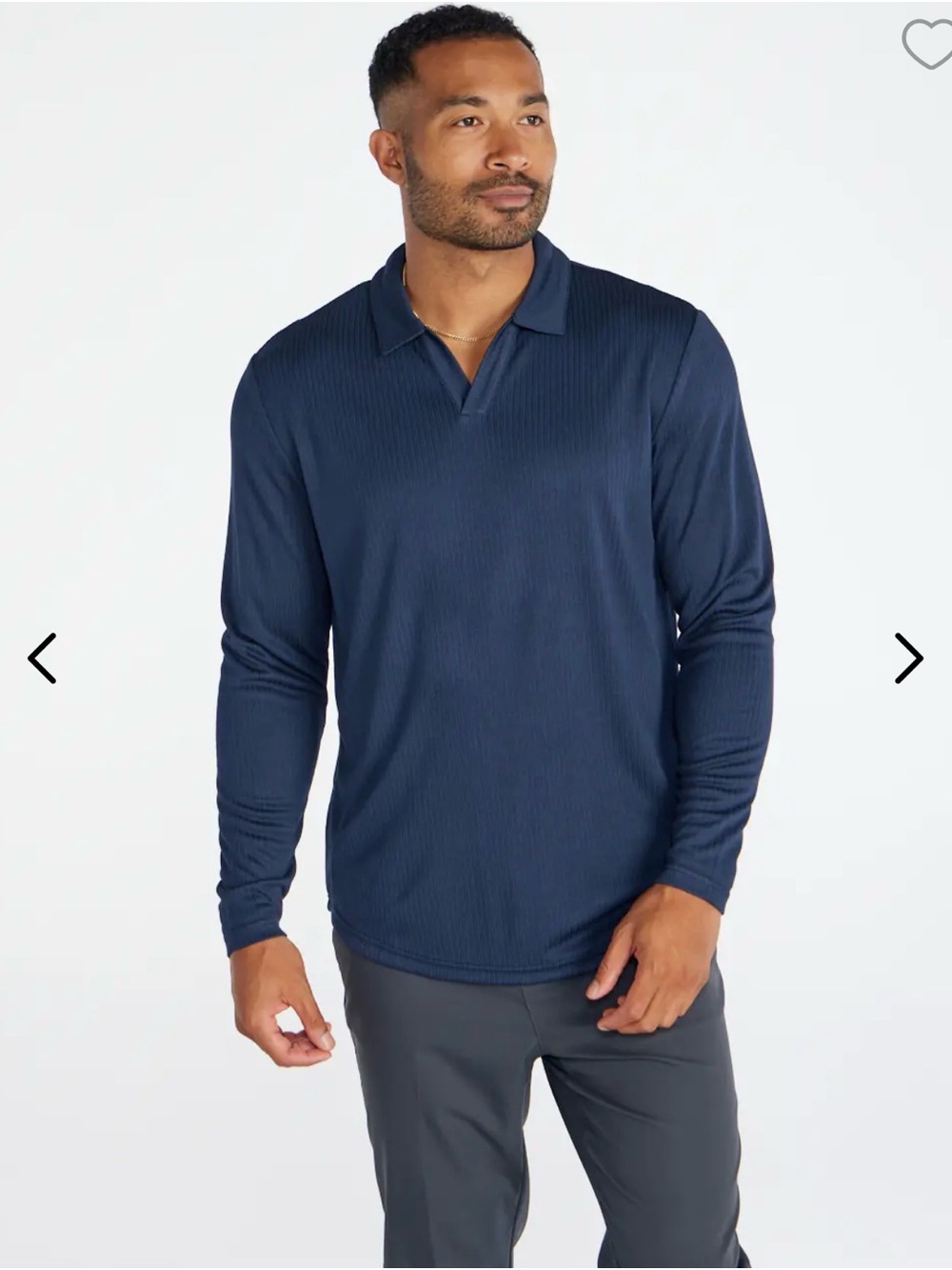 Ribbed Long Sleeve Open V Polo BYLT